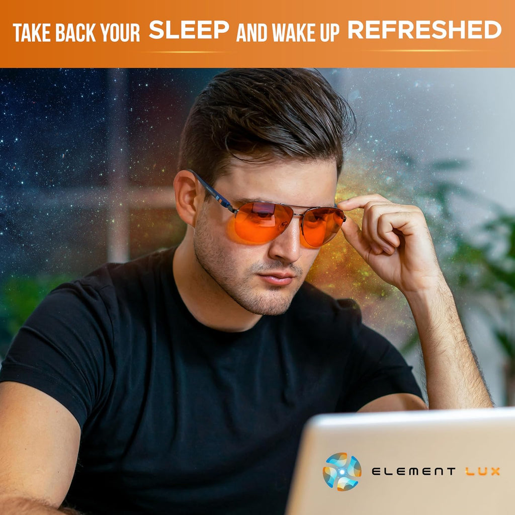 Buy now Blue Light Blocking Glasses Amber Lenses - For Better Sleep, Gaming, Eye Strain, Computer at indiglob india