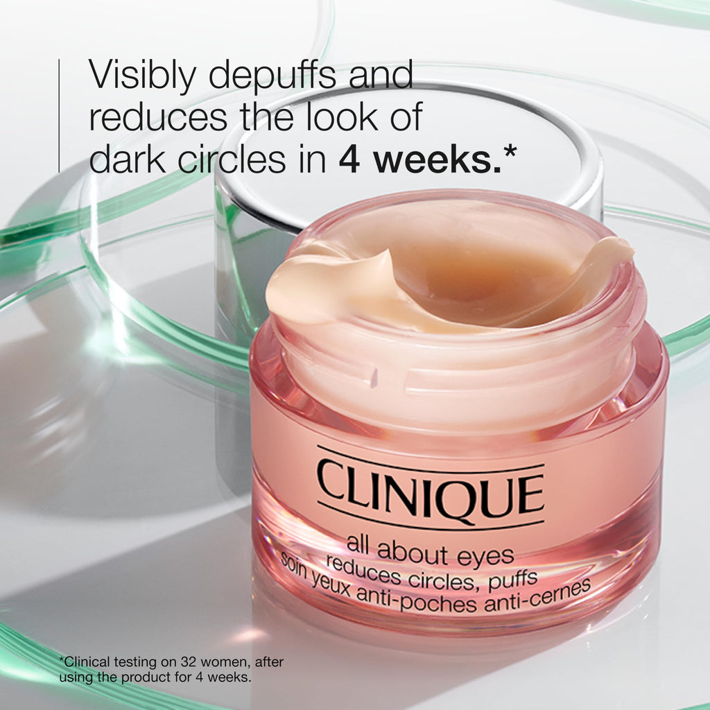 Clinique All About Eyes: Lightweight Eye Cream Vitamin C Formula + Rich Eye Cream Hyaluronic Acid Formula | Hydrating, Brightening, Depuffing