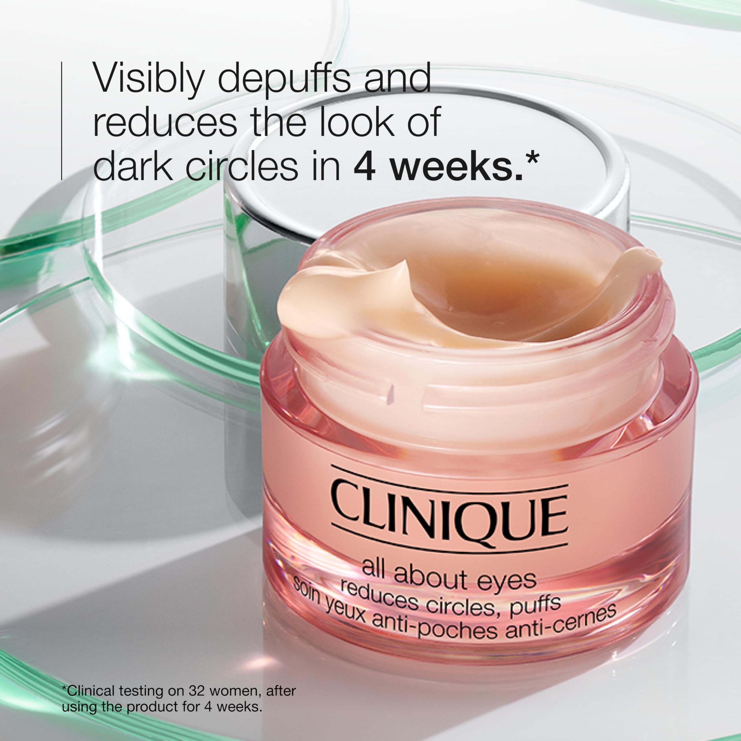 Clinique All About Eyes: Lightweight Eye Cream Vitamin C Formula + Rich Eye Cream Hyaluronic Acid Formula | Hydrating, Brightening, Depuffing