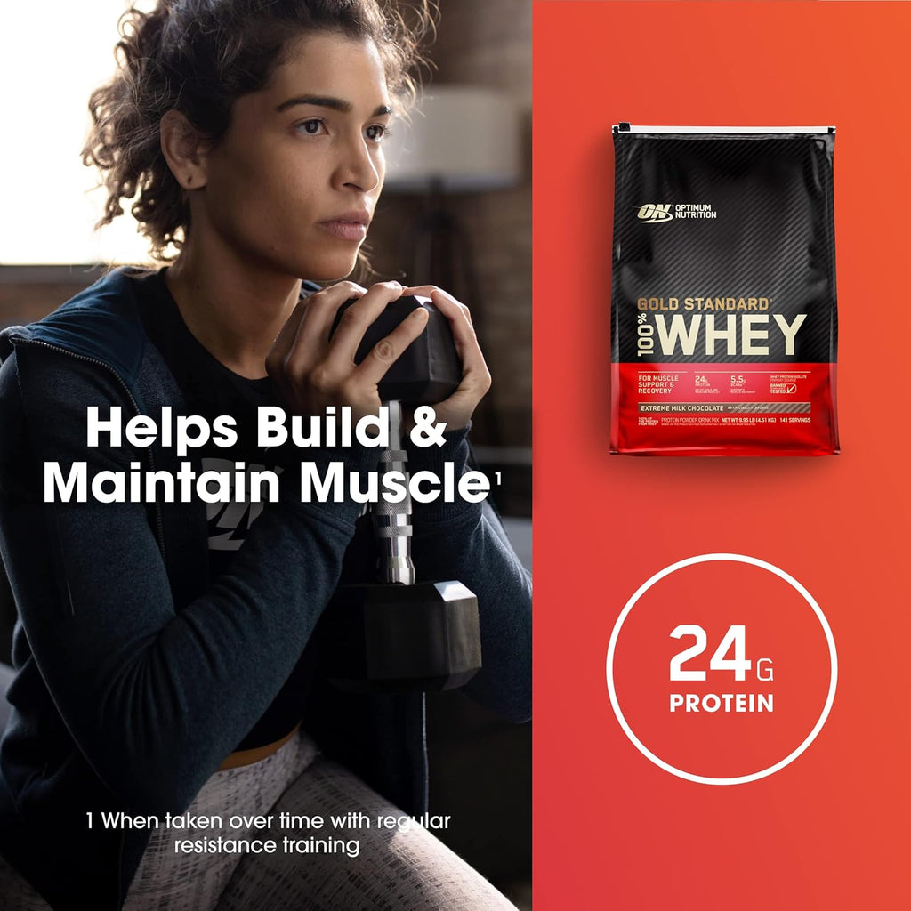 Buy now Optimum Nutrition Gold Standard 100% Whey Protein Powder, Extreme Milk Chocolate, 10 Pound (Packaging May Vary) at indiglob india
