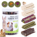 50-60 Pcs Rabbit Chew Toys, Guinea Pig, Hamster, Bunny Chew Toys, Sweet Bamboo, Apple Stick, Timothy Stick, Prevent Teeth Overgrowth, Clean Teeth