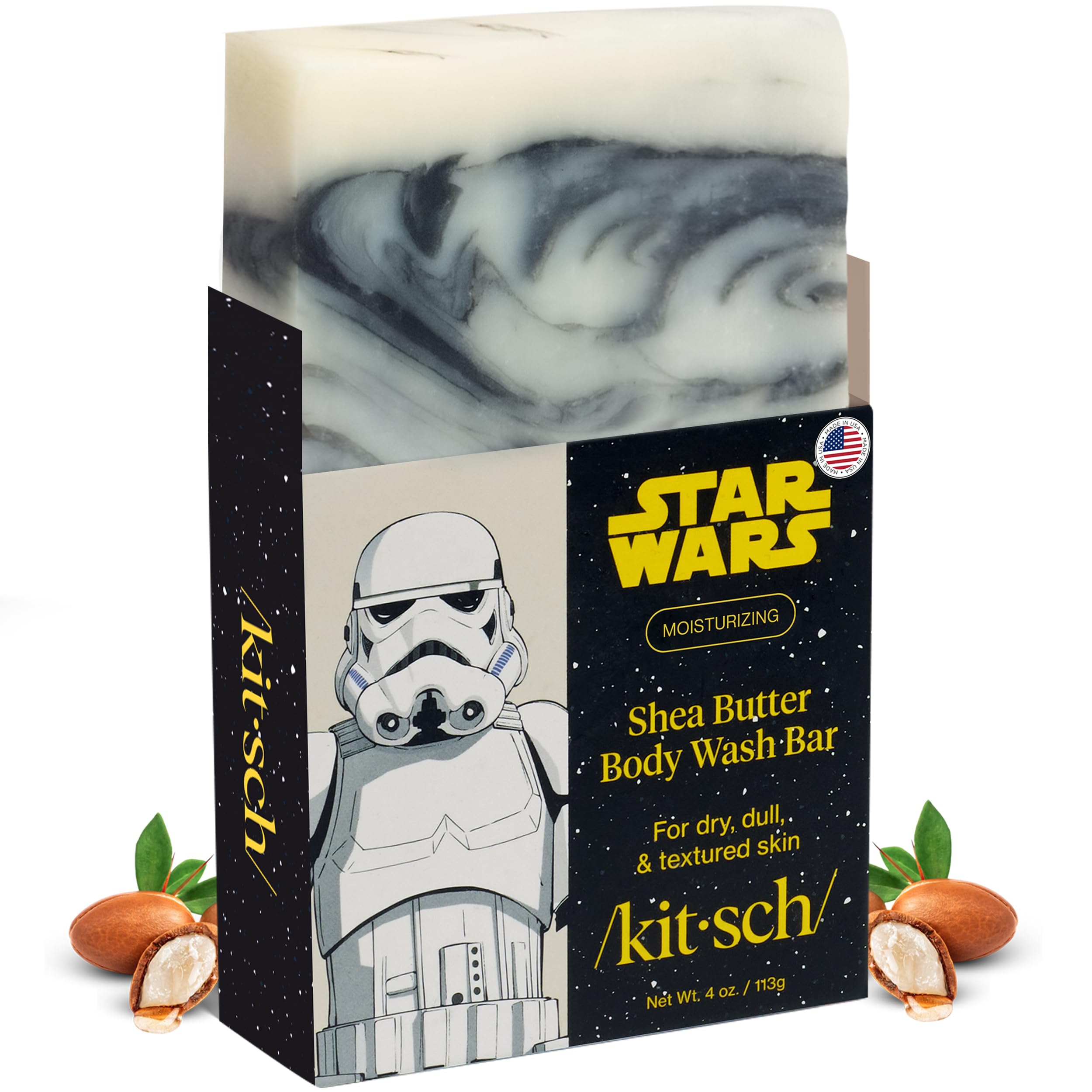 Buy now Kitsch Shea Butter Exfoliating Body Wash x Star Wars Stormtrooper Design â€“ Moisturizing Bar Soap & Gentle Soap Bar â€“ Hydrates, Softens & Soothes Skin â€“ Paraben, Silicone & Sulfate-Free - 4 oz at indiglob india