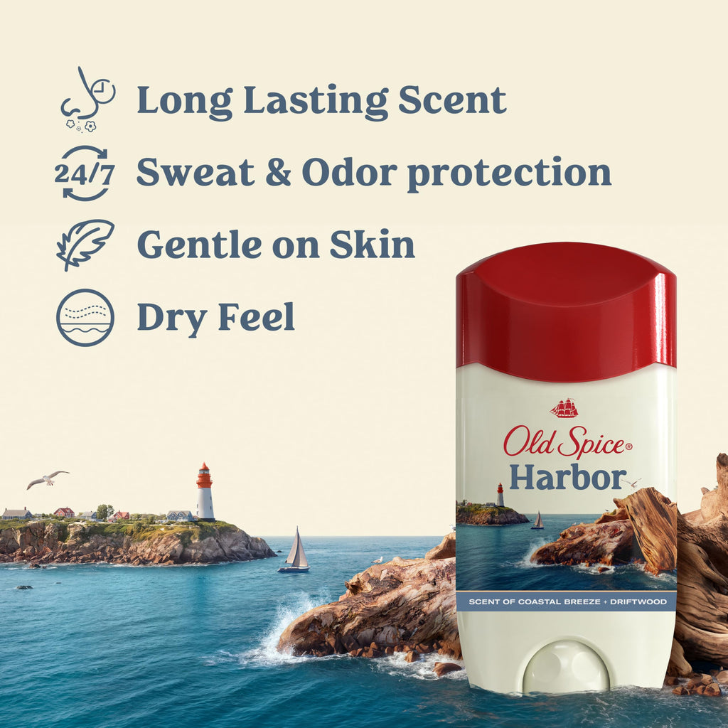 Old Spice Harbor Antiperspirant offers long-lasting scent, sweat protection, and a dry feel. Verified by CuratCart.