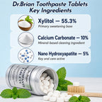 Dr.Brian 5% Nano Hydroxyapatite Toothpaste Tablets, Fluoride Free, 62 Count