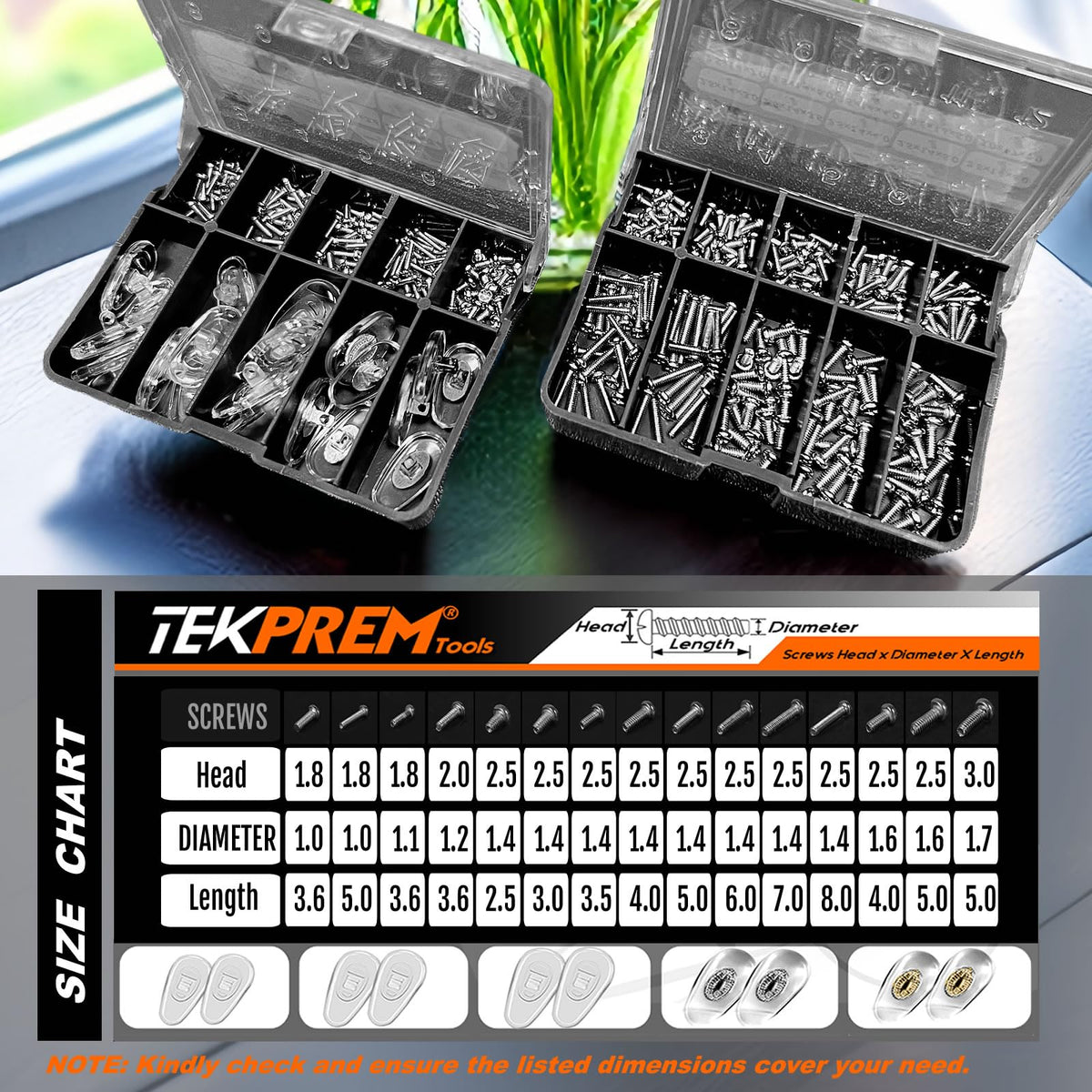 TEKPREM Magnetic Eyeglass Repair Tool Kit, Eye Glasses Repairing Screwdriver Set with Compatible Eyeglass Screws,Silicone Nose Pads,Tweezer,Small Screwdriver for Eyeglasses,Sunglasses and Nose Pads