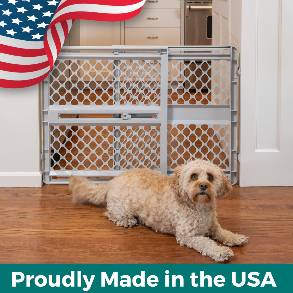 MYPET Universal Pet Gate: 26” - 42” Wide Dog Gate for Doorways with Pressure Fit or Swinging Door Hardware Mounting Types Included: 26" Tall; Gray