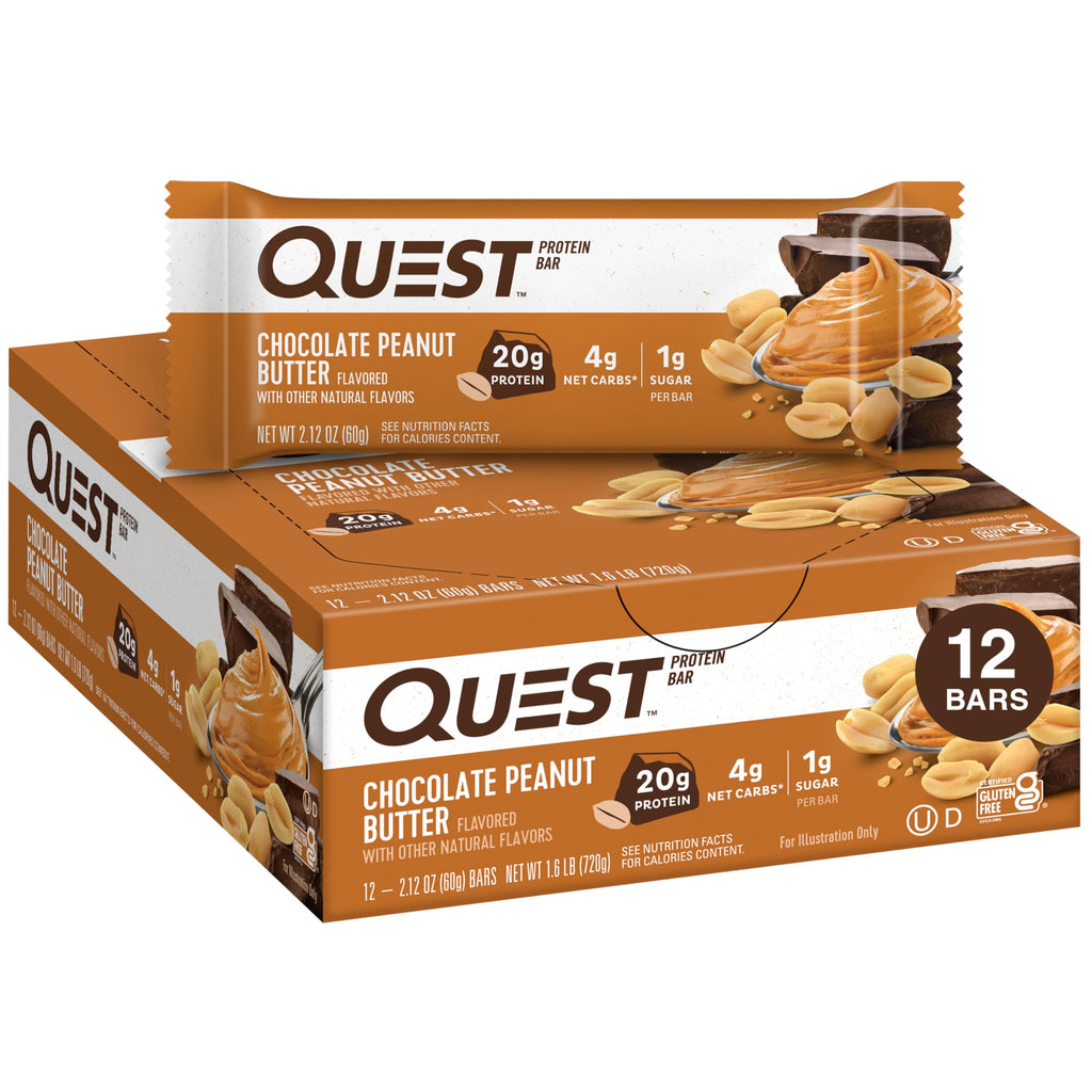 Buy now Quest Nutrition Chocolate Brownie Protein Bar, 20g Protein, 1g Sugar, 4g Net Carb, High Fiber, Gluten Free, 12 Count at indiglob india
