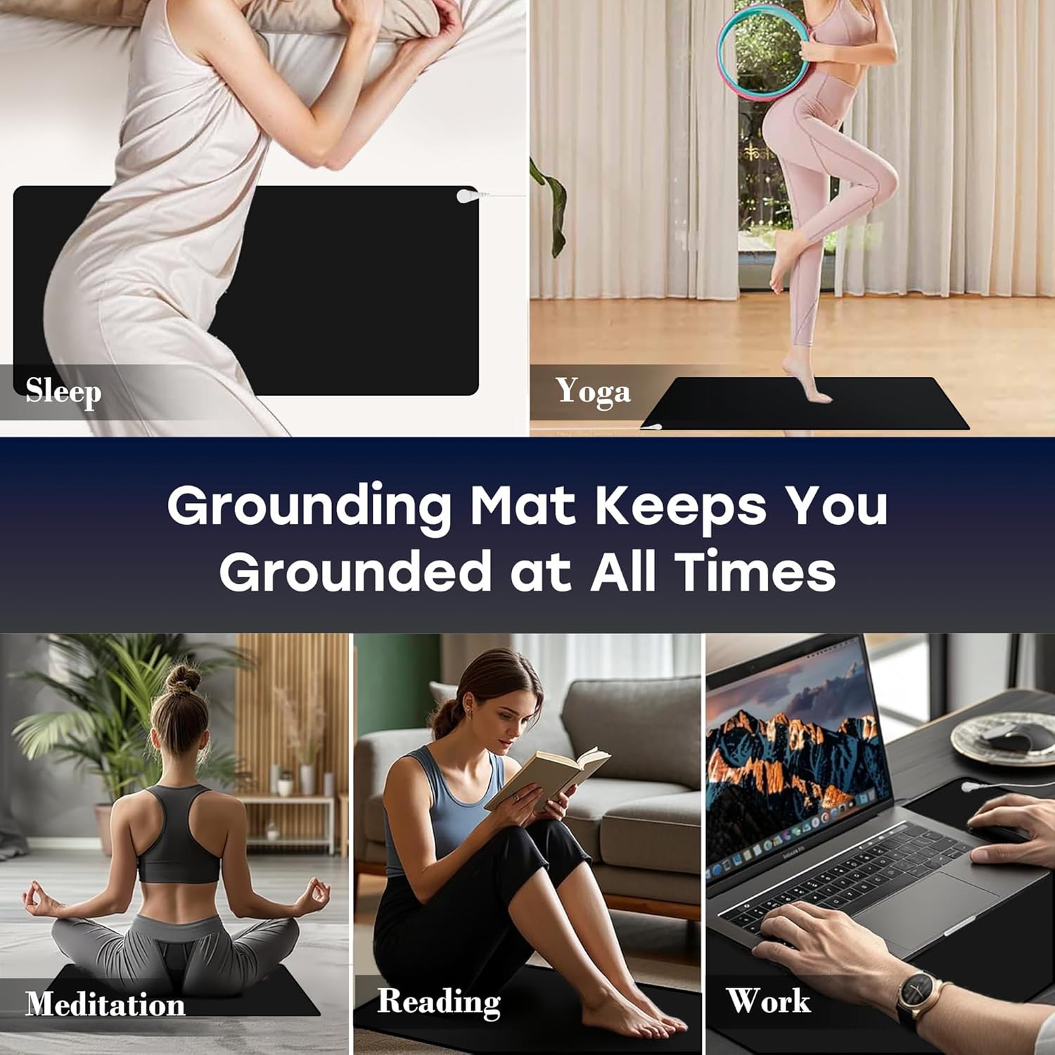 Buy now Ground Well Grounding Mat for Feet,Grounding Pad for Stress, Pain, Inflammation& Wellness Support, 26.7x10in Portable Size Grounding Mat, Indoor Grounding at Home,Office. 15Ft Cord Included. at indiglob india