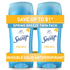 Secret Anti-Perspirant Deodorant Invisible Solid Powder Fresh Twin Pack 5.20 oz