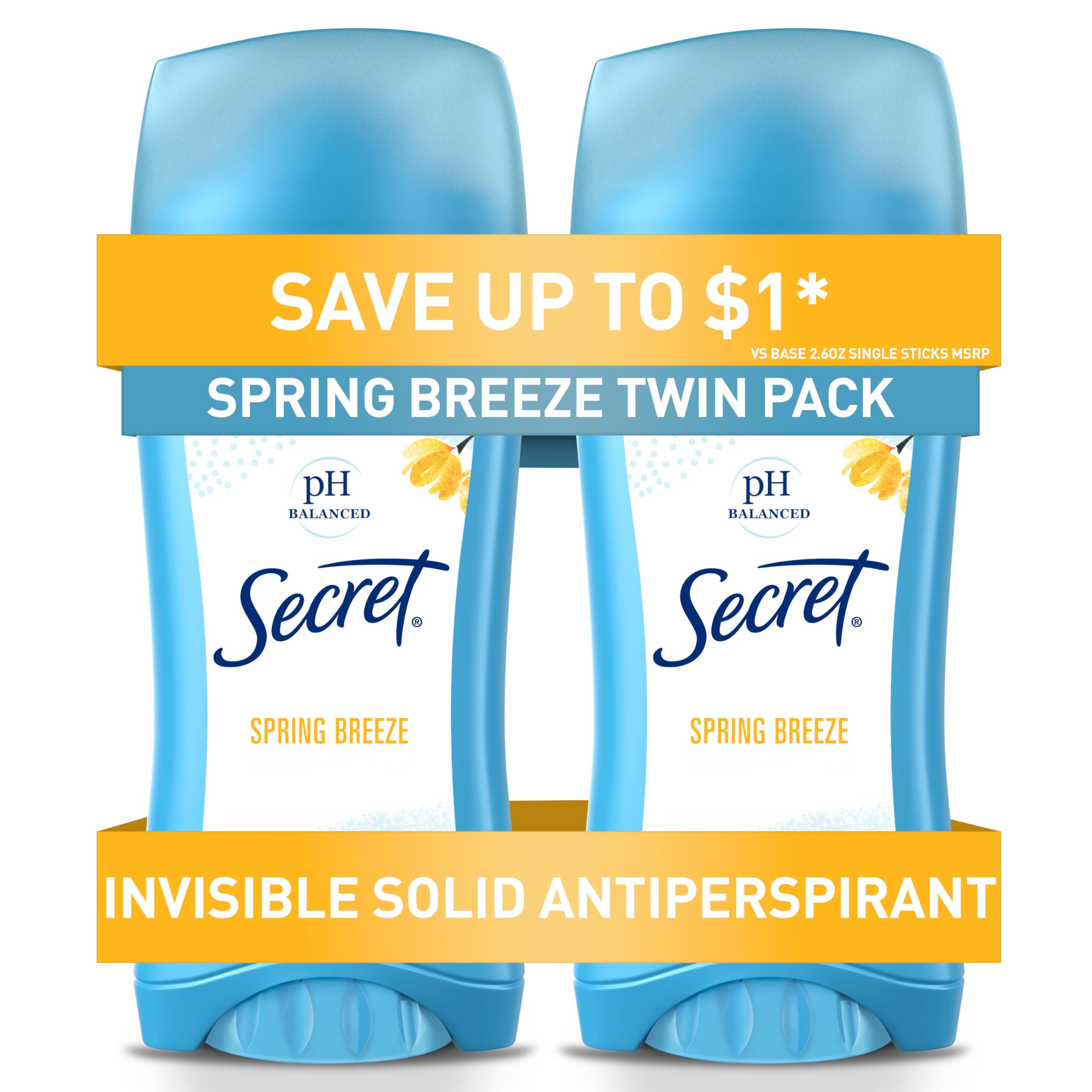 Secret Anti-Perspirant Deodorant Invisible Solid Powder Fresh Twin Pack 5.20 oz