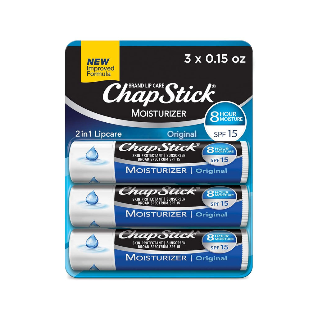 Buy now ChapStick Moisturizer Original Lip Balm Tubes, SPF 15 and Skin Protectant - 0.15 Oz (Pack of 3) 0.15 Ounce (Pack of 3) Moisturizer Original at indiglob india