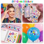 7560pcs Gem Stickers - 20 Sheets Self-Adhesive Rhinestone Acrylic Bling Jewels for Crafts, DIY Projects, Party Decorations with Heart Star Round Pearl Flower Square Shapes
