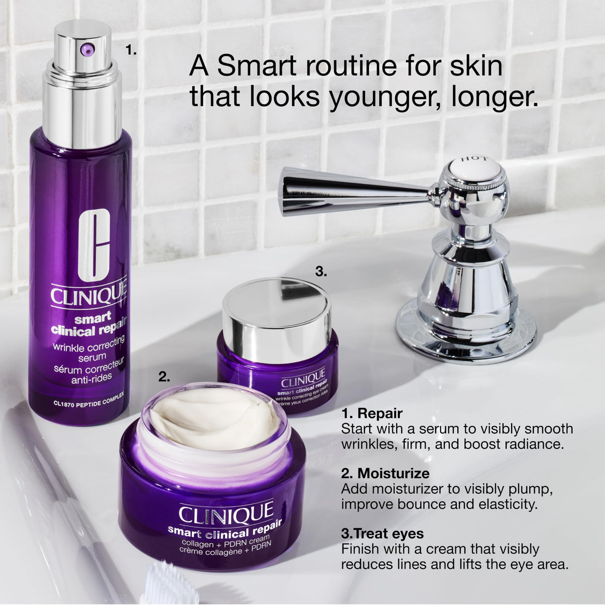 Clinique Smart Clinical Repair Collagen + PDRN Cream Moisturizer for Firmer Skin with Peptides and Hyaluronic Acid | Anti Aging Face Cream, 1.7 Fl Oz