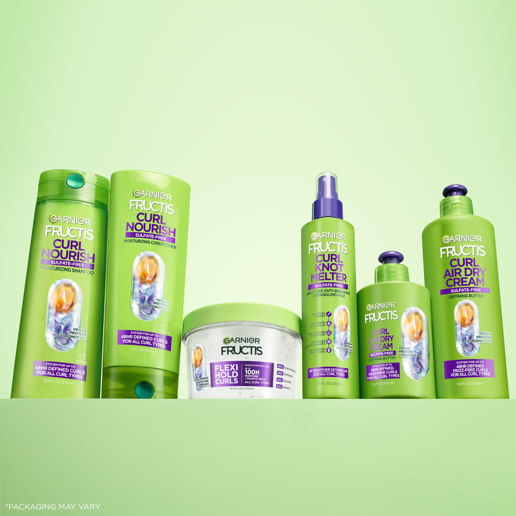 Garnier Fructis Curl Nourish Air Dry Cream XL Leave In Conditioner, Sulfate-Free Curl Defining Cream For Moisture and Frizz Control Waves, Curls, and Coils, Value Size, 16.9 Fl Oz