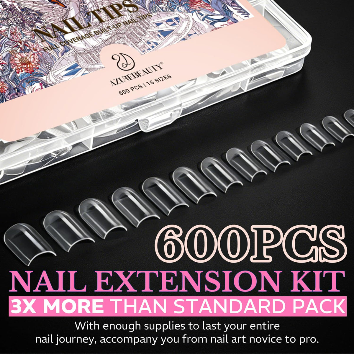 Discover 600 pcs of medium almond soft gel nail tips in a convenient kit. Order online now for premium nail extensions!