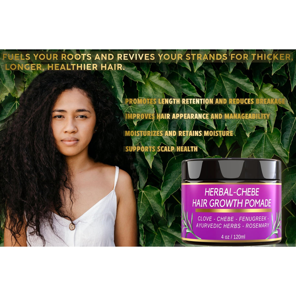 MAKOF BEAUTY Chebe Hair Growth Grease - Herbal Pomade with Clove, Fenugreek, Rosemary, Moringa & Ayurvedics Herbs for Hair Loss, Edges & Thinning Hair 4oz
