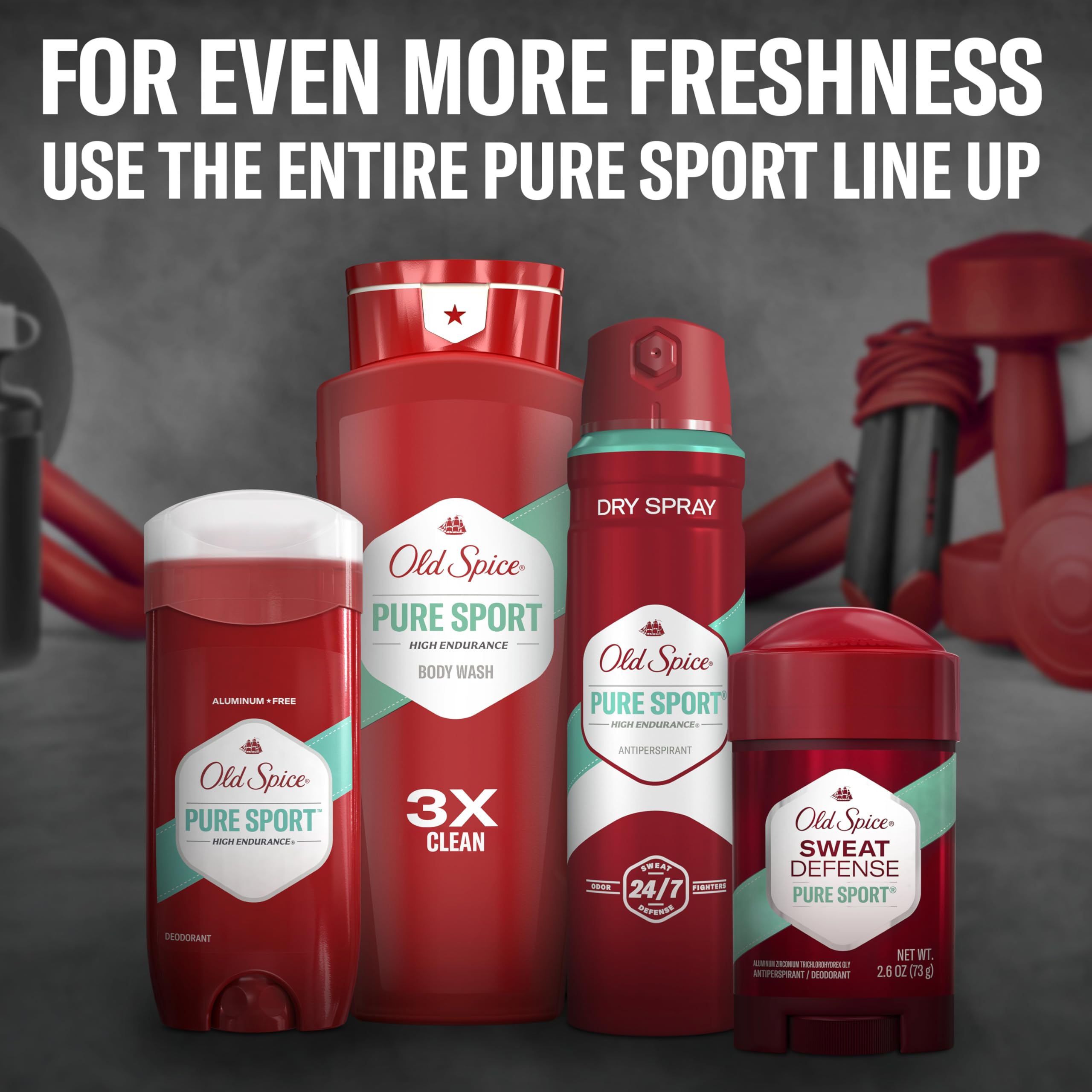 Old Spice Antiperspirant and Deodorant for Men, 24/7 Sweat and Odor Protection, Legendary Fragrance, Sweat Defense, Pure Sport Plus, 2.6 oz Twin Pack
