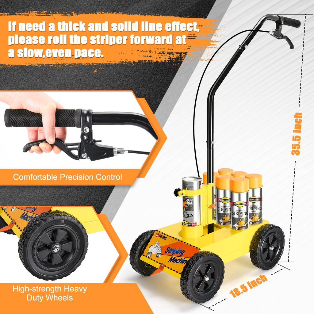 CAROD Striping Line Marking Machine, Parking Lot Striping Machine, Compatible with Professional Inverted Striping Spray Paint, Line Striper Machine for Fast and Accurate Marking, Yellow
