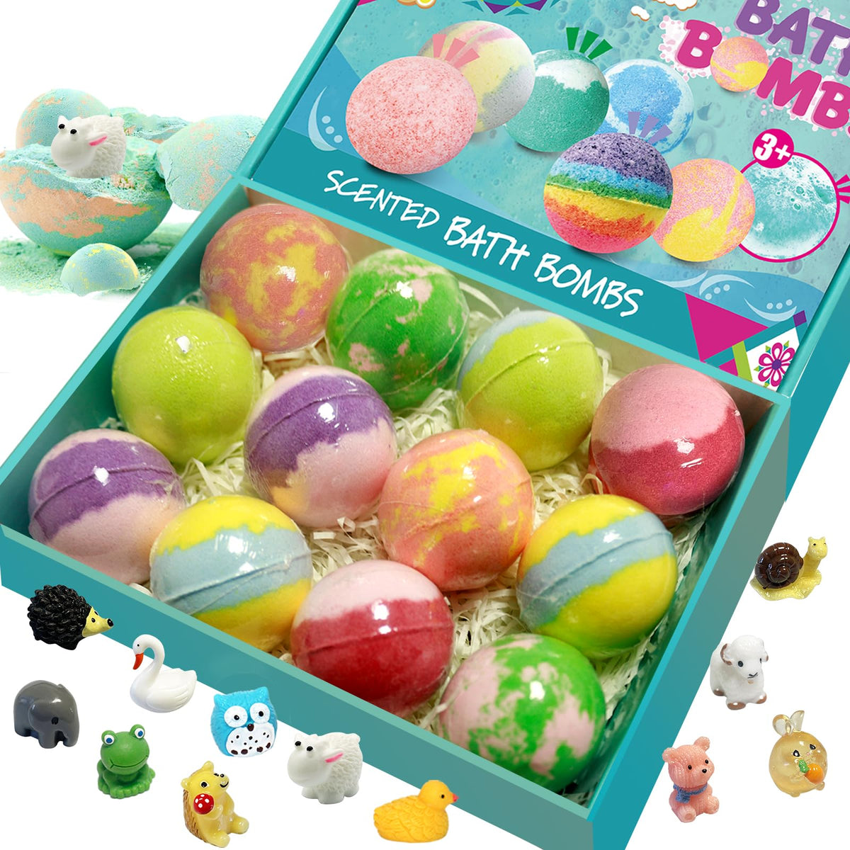 Bath Bombs for Kids with Surprise Toys Inside, 12pcs Bubble Fizzy Bath Bomb