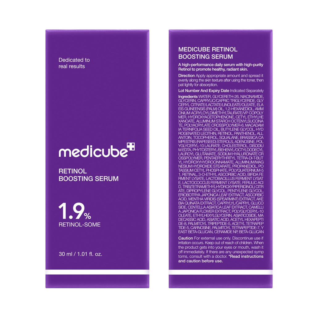 medicube Retinol Boosting Serum | Intensive Firming, Hydration & Plumping Care with Retinol, Peptides & Vitamins | Pore-Refining, Smooth Radiant Skin | Korean Skincare, 1.01 fl. oz
