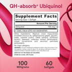 Buy now Jarrow Formulas QH-Absorb, 100 mg, Ubiquinol Dietary Supplement for Healthy Cardiovascular Function, 60 Softgels, 60 Day Supply at indiglob india