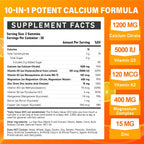 Calcium 1200 mg with Vitamin D3 for Adults - Calcium Supplement Gummies | with 5000iu Vitamin D3, K2, B6, B12, Magnesium & Zinc for Women Men - Easy to Digest, Vegan, Sugar Free, 120 Gummeis