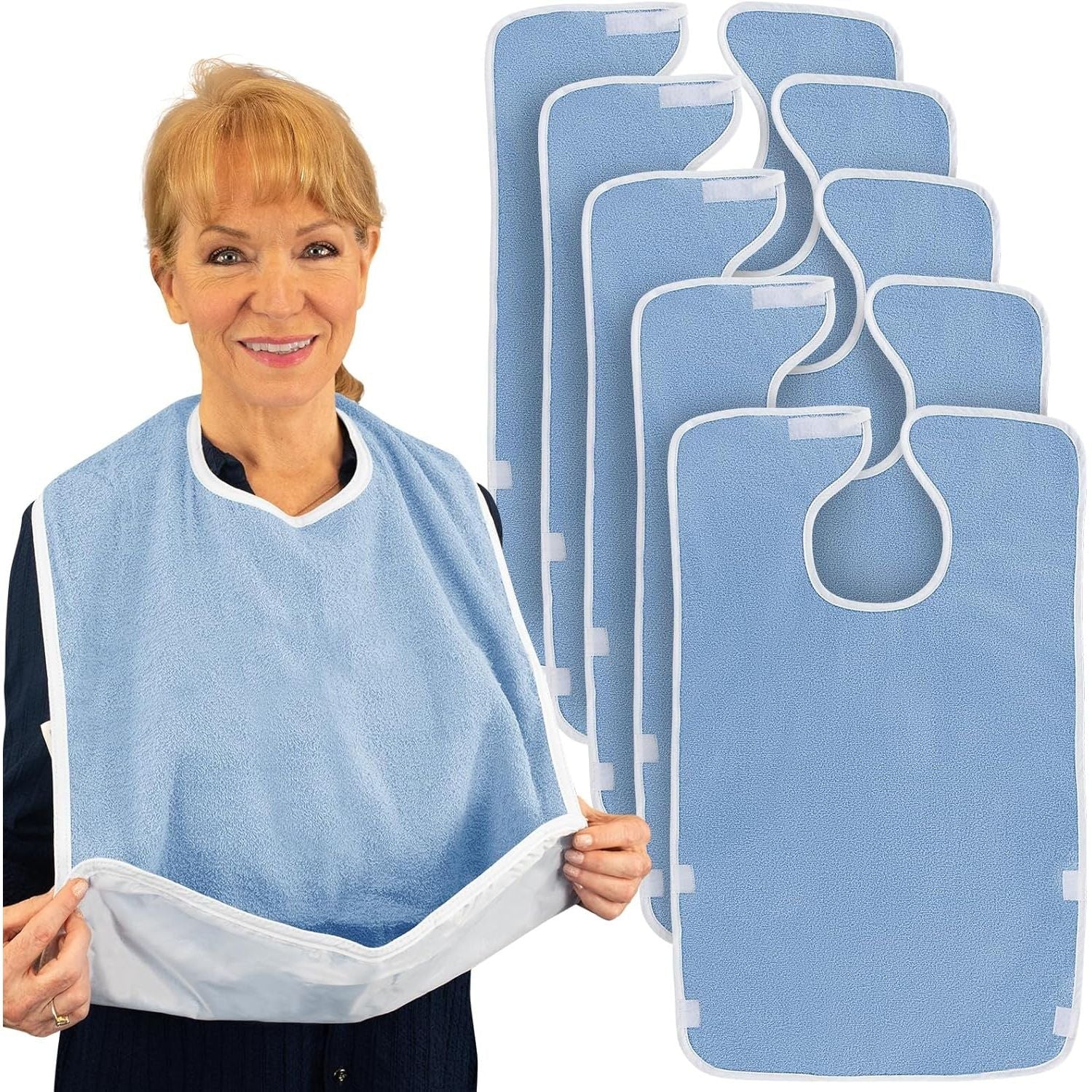 Buy now Vive Adult Bibs - Waterproof Apron Set for Men, Women for Eating with Adjustable Strap - Washable Reusable Large Terry Cloth 5 at indiglob india