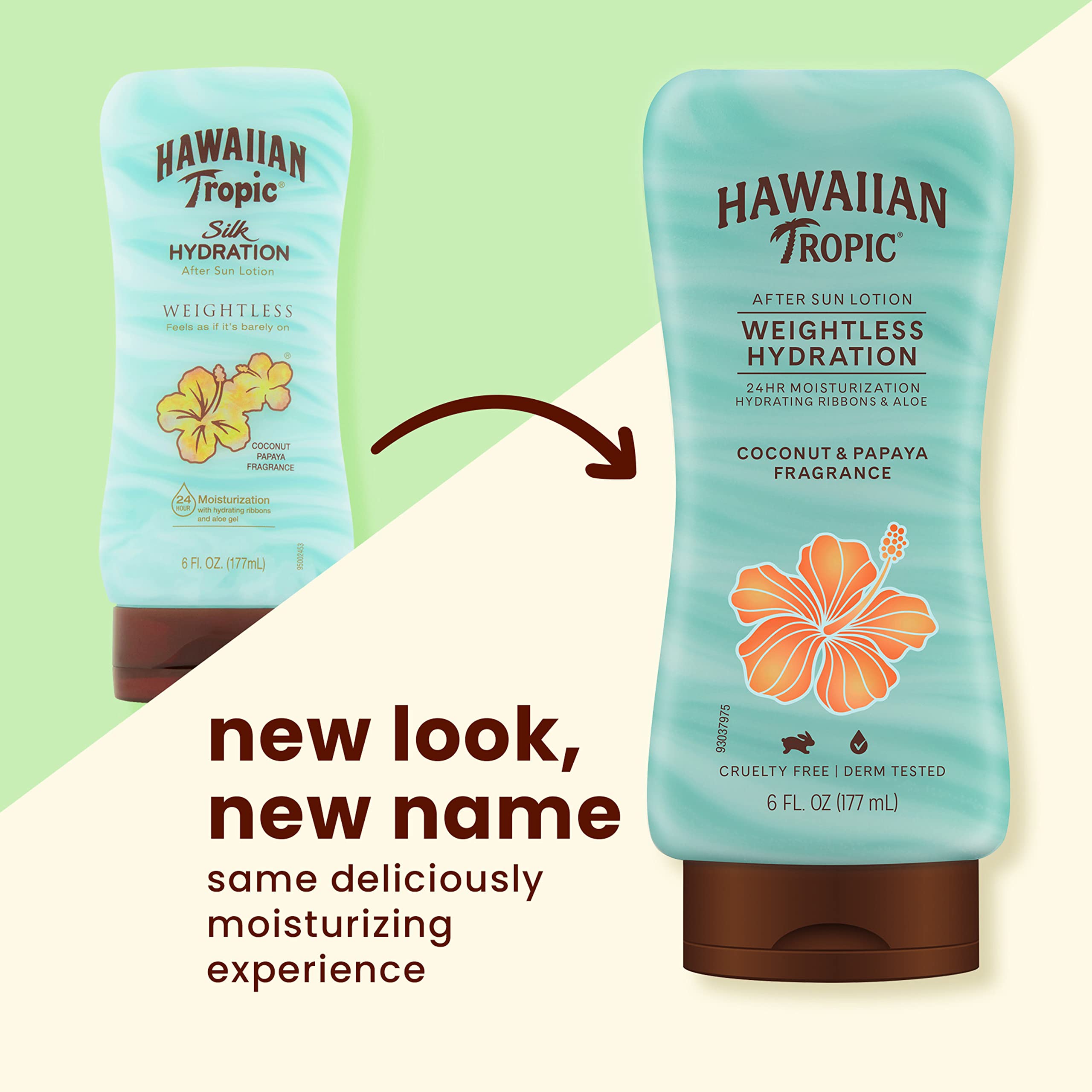 Hawaiian Tropic Weightless Hydration After Sun Lotion, 6 Fl Oz | 24 hour moisturizing after sun care, Hydrating lotion with aloe and shea butter, Coconut papaya scent, Lightweight texture