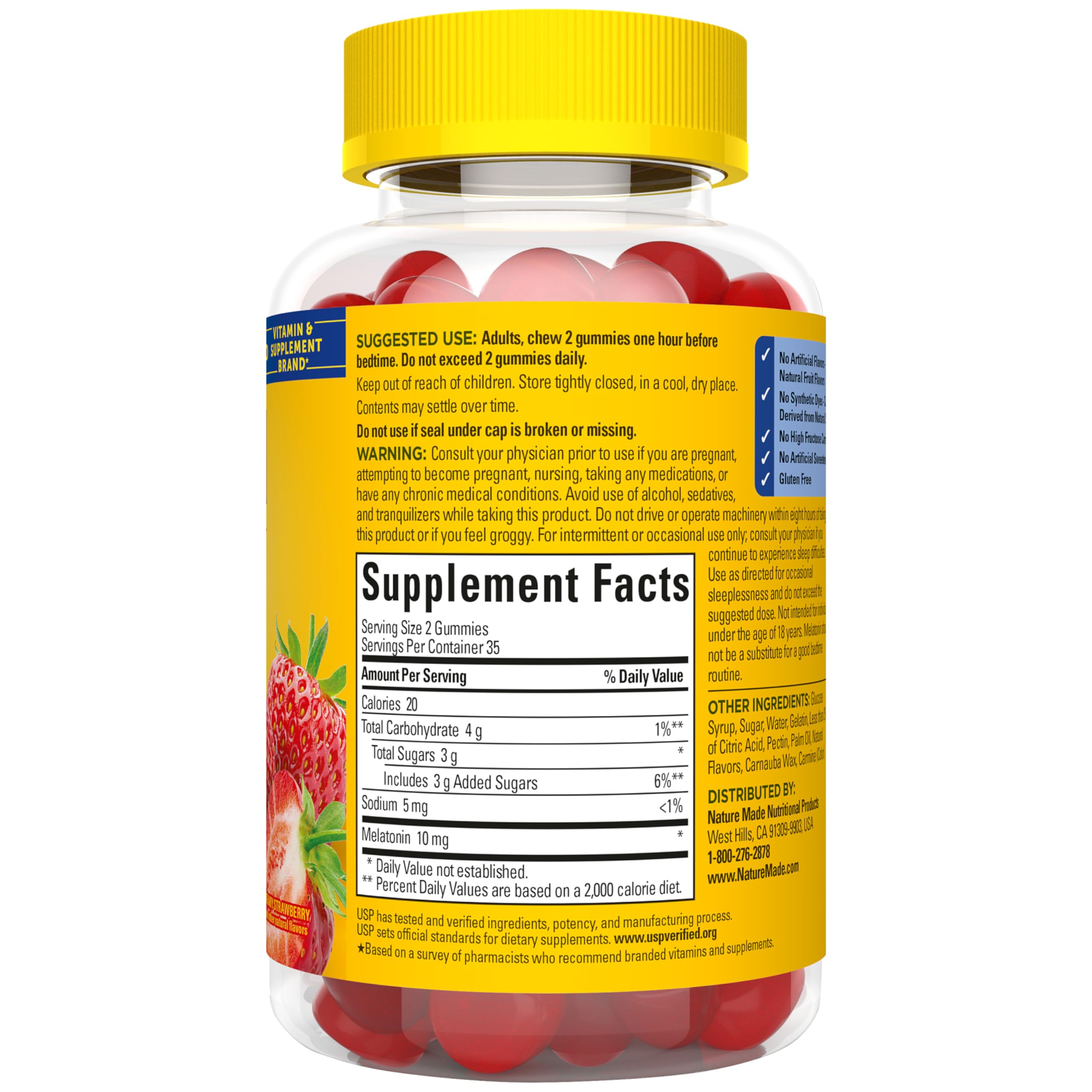Nature Made Melatonin 10 mg per Serving Gummies, 70 Melatonin Gummies