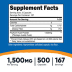 Nutricost Psyllium Husk 1500mg, 500 Capsules, Gluten Free, GMO-Free