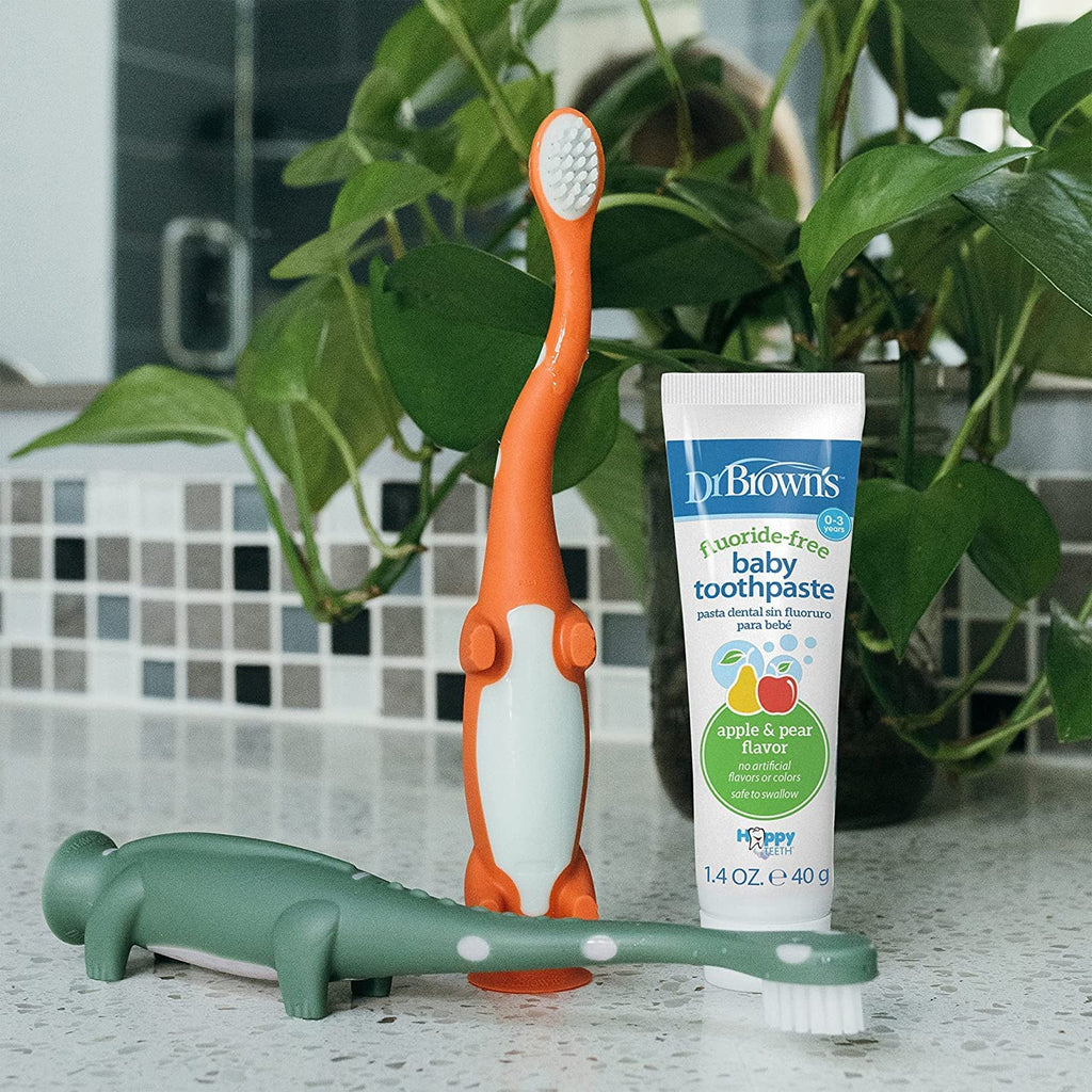 Buy now Dr. Brown's Fluoride-Free Baby Toothpaste, Safe to Swallow, Apple Pear, 1-Pack, 1.4oz/40g, 0-3 Years at indiglob india
