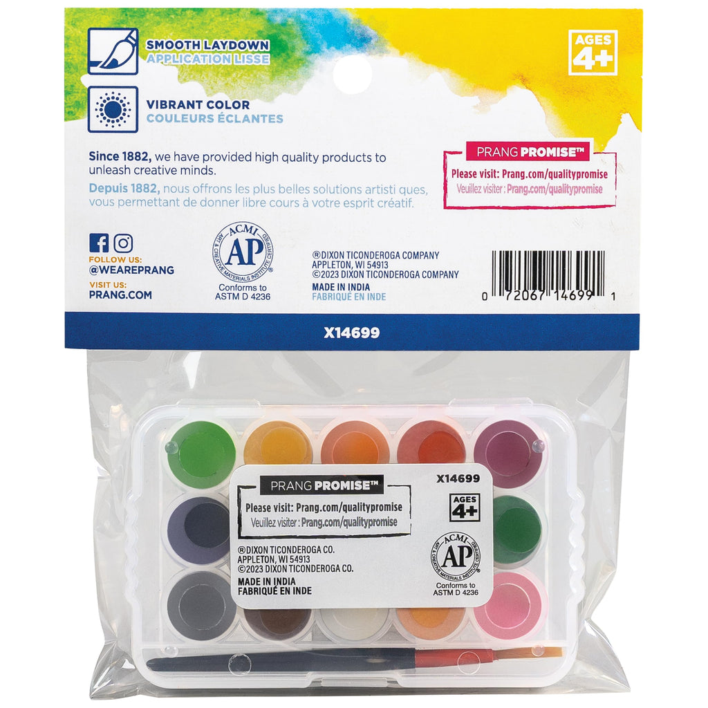 Prang Mini Watercolor Paint Set, 15 Assorted Colors, 1 Count
