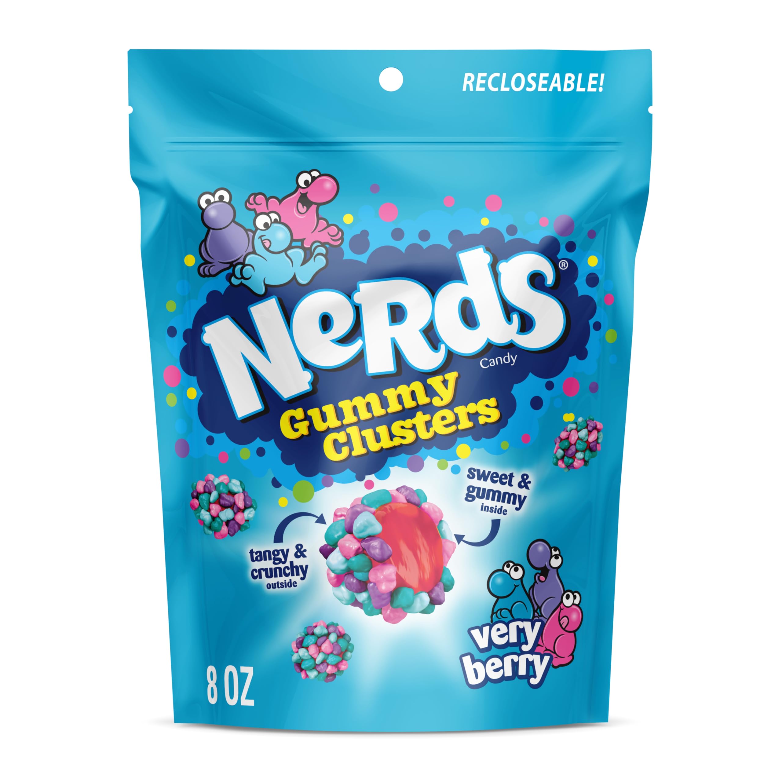 Buy now NERDS Gummy Clusters Candy, Rainbow, Crunchy and Gummy, 8 oz Berry 8 oz (Pack of 1) at indiglob india