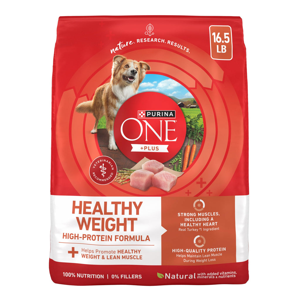 Purina ONE Plus Healthy Weight Dry Dog Food, Real Turkey, 16.5 lb Bag