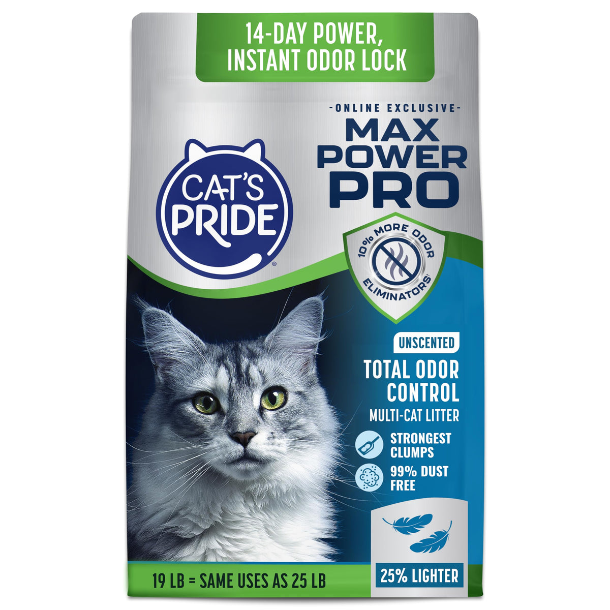 Cat's Pride Max Power Pro, Lightweight, Unscented Clumping Litter 19lb
