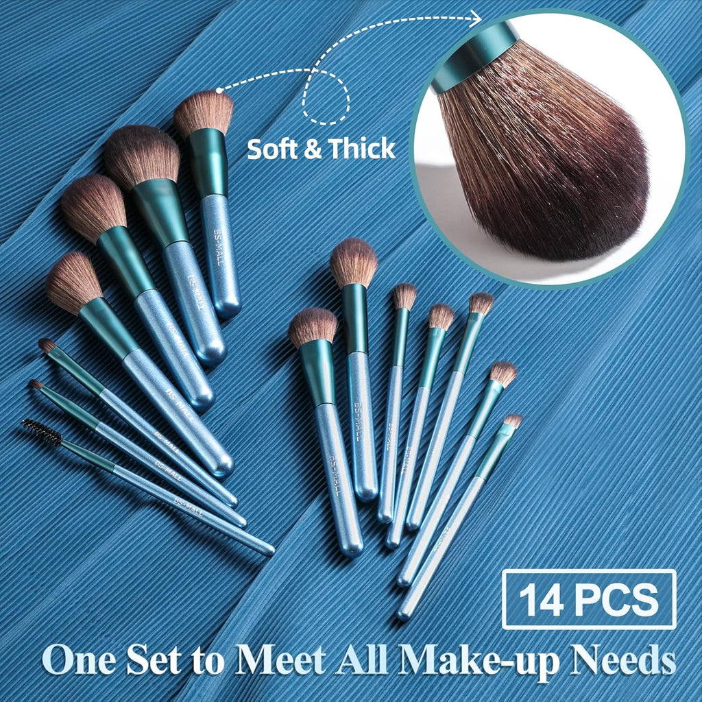 Buy now BS-MALL Makeup Brush Set 14Pcs Premium Synthetic Professional Makeup Brushes Foundation Powder Blending Concealer Eye shadows Blush Makeup Brush Kit Deep Starry Blue at indiglob india