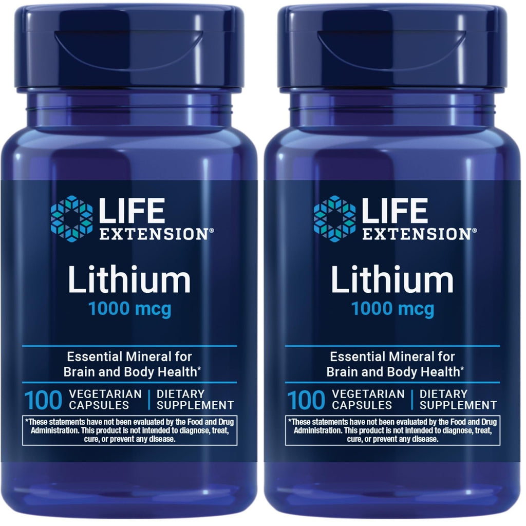 Life Extension Lithium, 1000 mcg – Lithium Orotate – Helps Maintain Cognitive Function & Memory – Low-Dose Formula – Non-GMO, Gluten-Free, Vegetarian – 100 Capsules