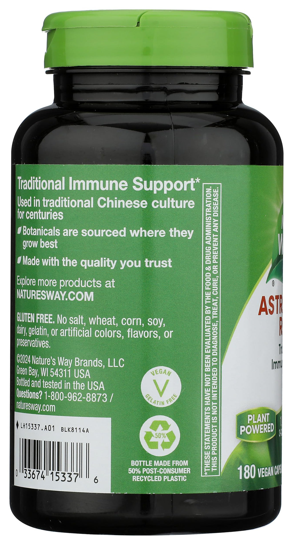 Nature's Way Astragalus Root, Traditional Immune Support*, Non-GMO Project Verified, Vegan, 180 Capsules