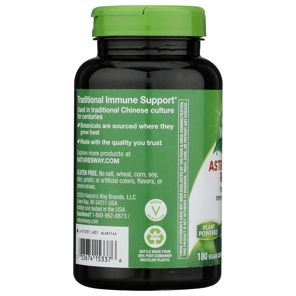 Nature's Way Astragalus Root, Traditional Immune Support*, Non-GMO Project Verified, Vegan, 180 Capsules
