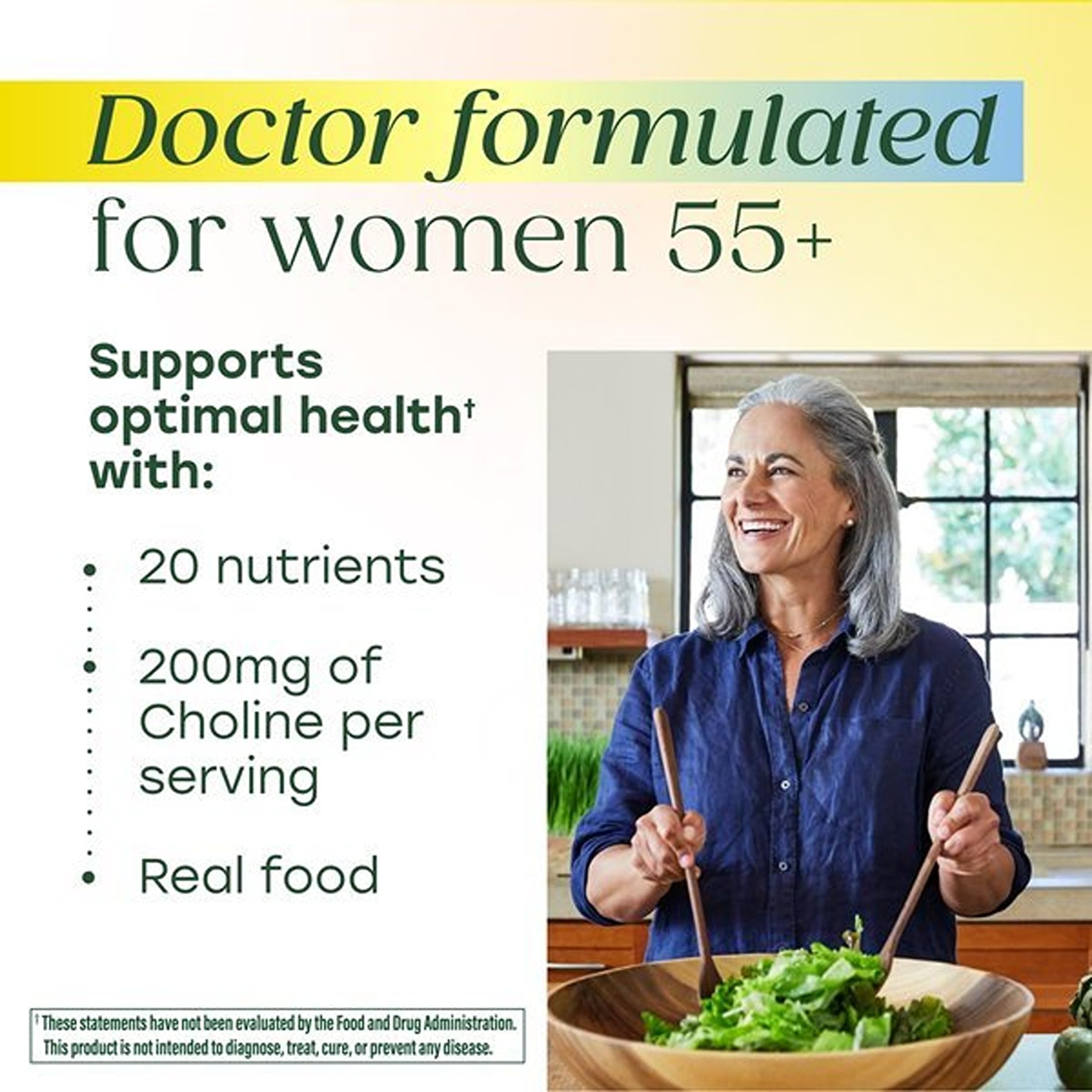 MegaFood Advanced Multivitamin for Women 55+ Doctor Formulated, 60 Tablets | For Healthy Aging, Immune Support, Bone and Brain Health, Choline, Methylated B12, Methylfolate, Vegetarian, 30 Servings
