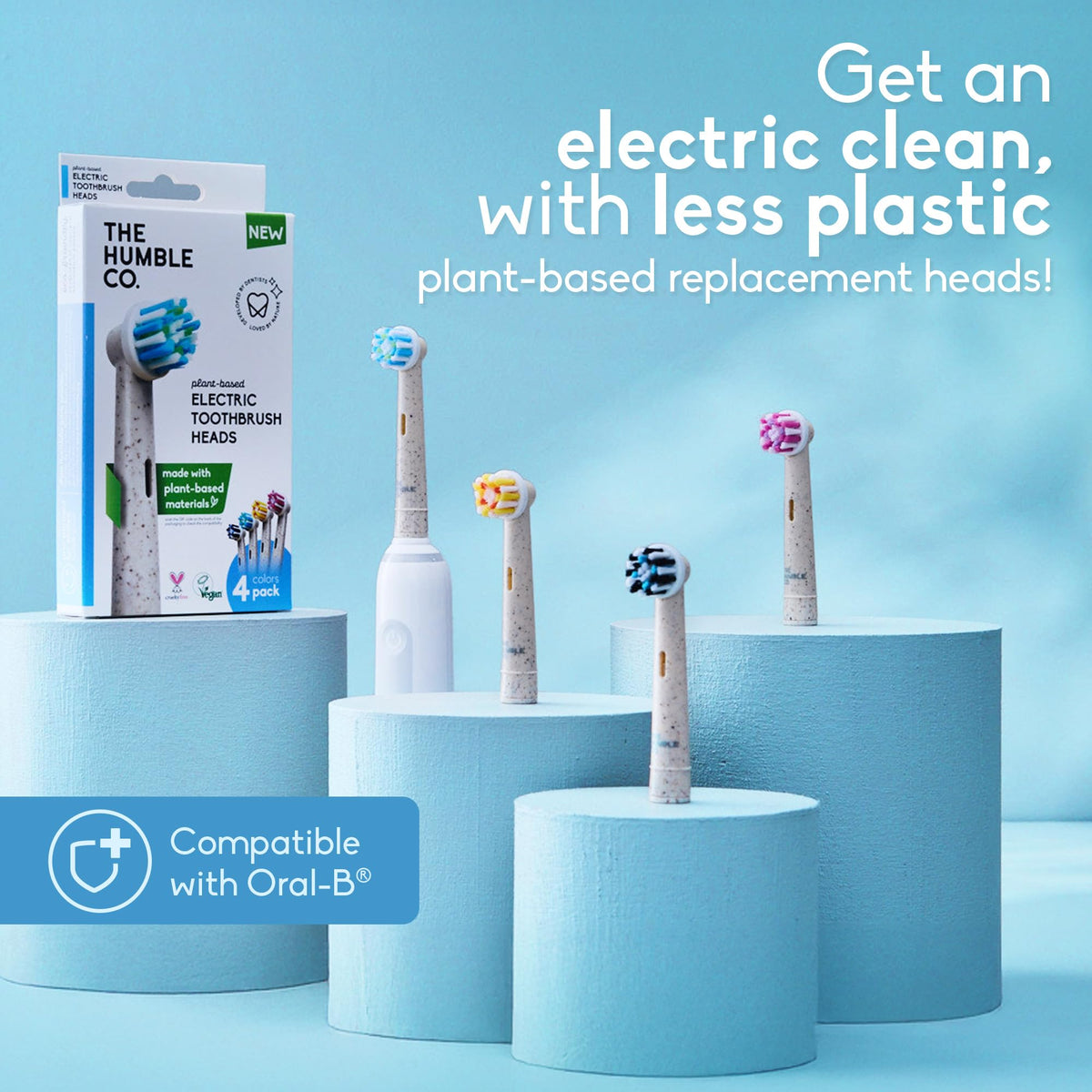 The Humble Co. Bamboo Electric Toothbrush Heads, Soft Bristles (4 Pack)