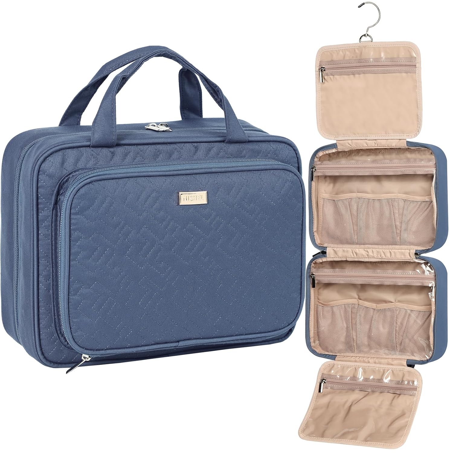 Buy now NISHEL Hanging Travel Toiletry Bag, Visible Makeup Organizer, Cosmetic Case for Journey Accessories, Bathroom Shower, Pink Aegean-Blue at indiglob india