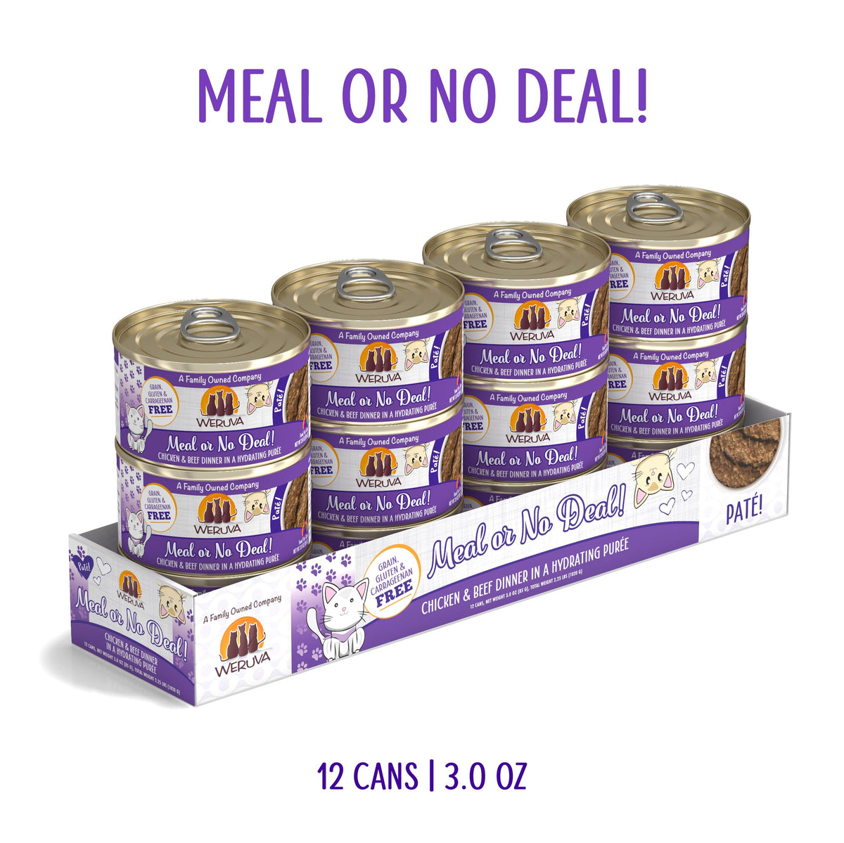 Weruva Classic Cat Paté, Meal or No Deal! with Chicken & Beef, 3oz Can (Pack of 12)