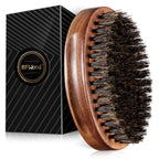 BFWood Small Travel Beard Brush - Natural Boar Bristles with Black Walnut Wood