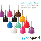 Free Hand Squeeze Bottles for Paint, 1 Oz Precision Tip Applicator Bottles, 4 Needle Tip Glue Bottles with 12 Tips for Acrylic Painting, Crafts & Masking Fluid