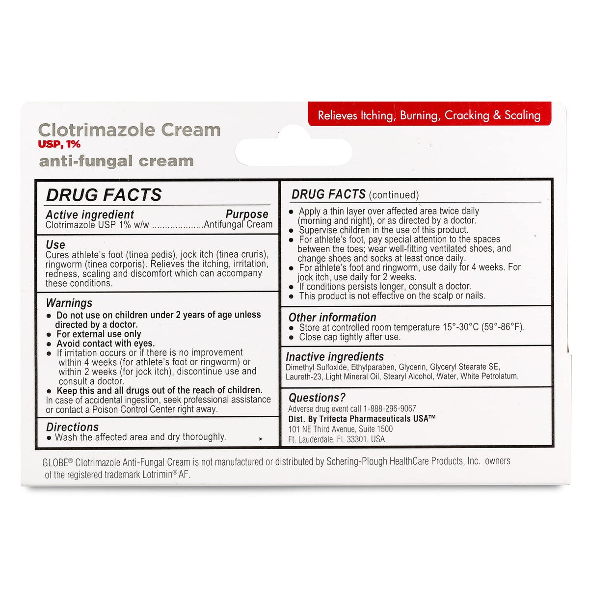 Globe Clotrimazole Cream 1% Fast Acting Antifungal Cream 1 oz Tube, 6 Pack