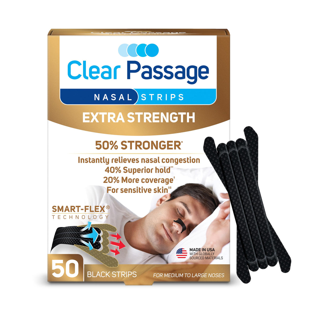 Clear Passage Nasal Strips, Black Extra Strength, 50 Count