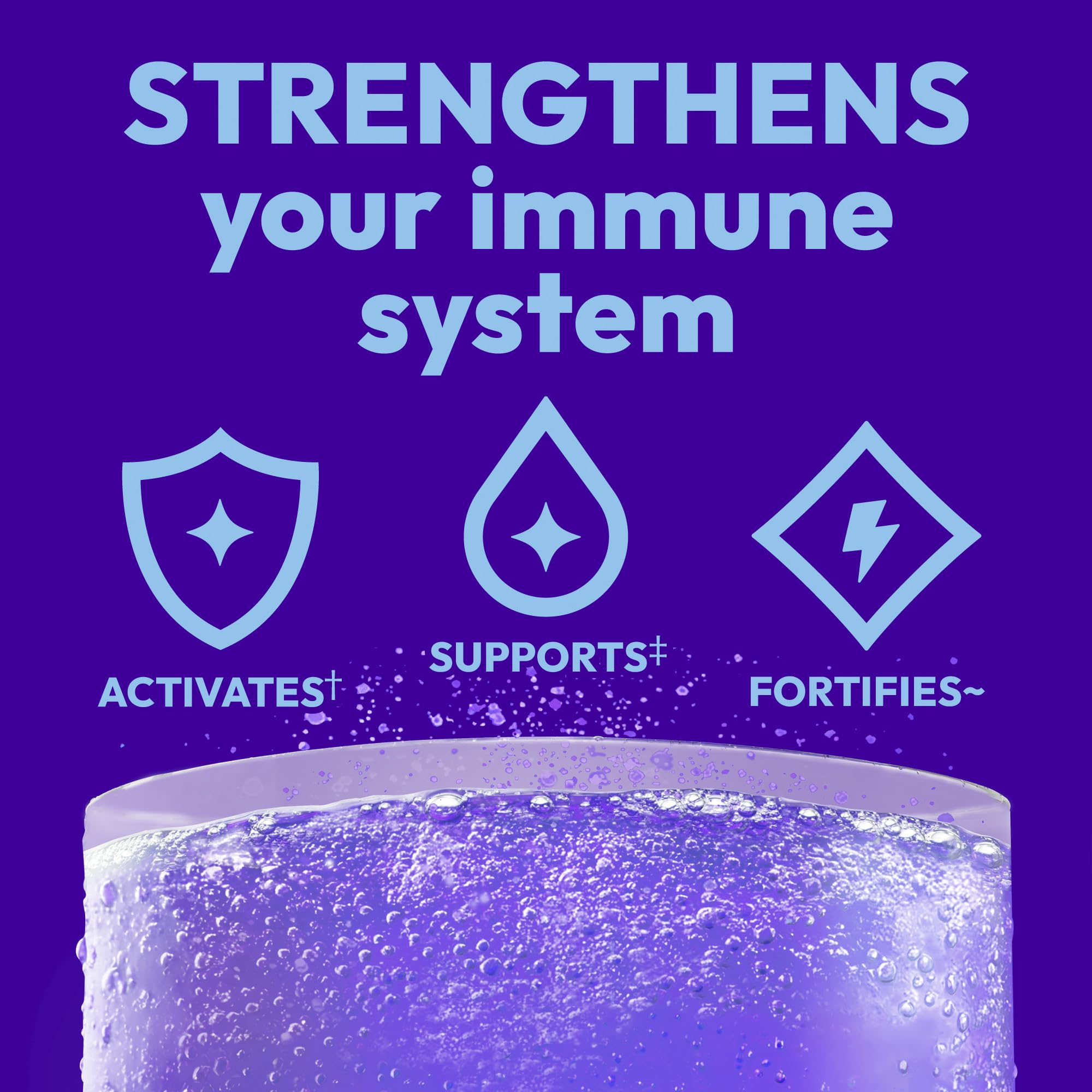Emergen-C Immune+ Triple Action Immune Support Powder, Elderberry, 18 ct