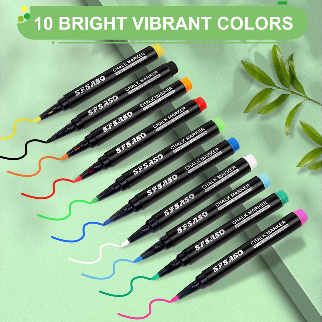 Liquid Chalk Markers for Acrylic Fridge Calendar Planning Board, Clear Glass Dry Erase Board, Whiteboard, Window, Mirror, Easy Wet Erase,1mm Fine Points (10 COLORS)