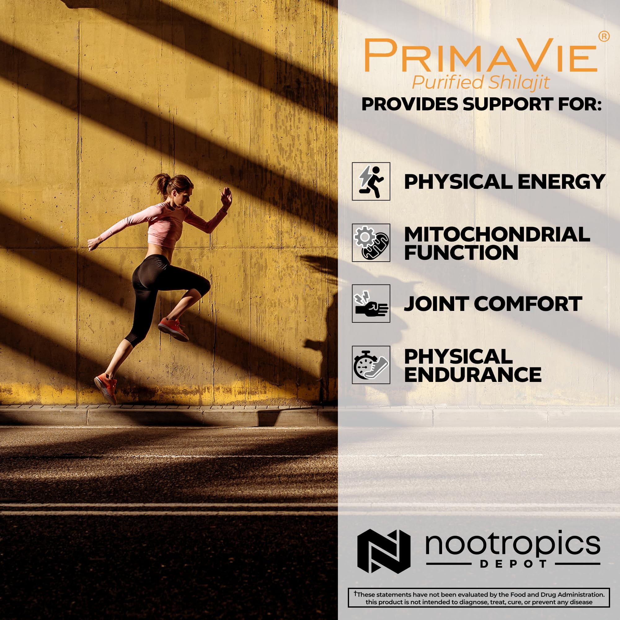 Nootropics Depot PrimaVie Shilajit Capsules | 250mg | 30 Count | Purified Extract | Ayurveda Supplement | Supports Mitochondrial Function + Boosts Endurance